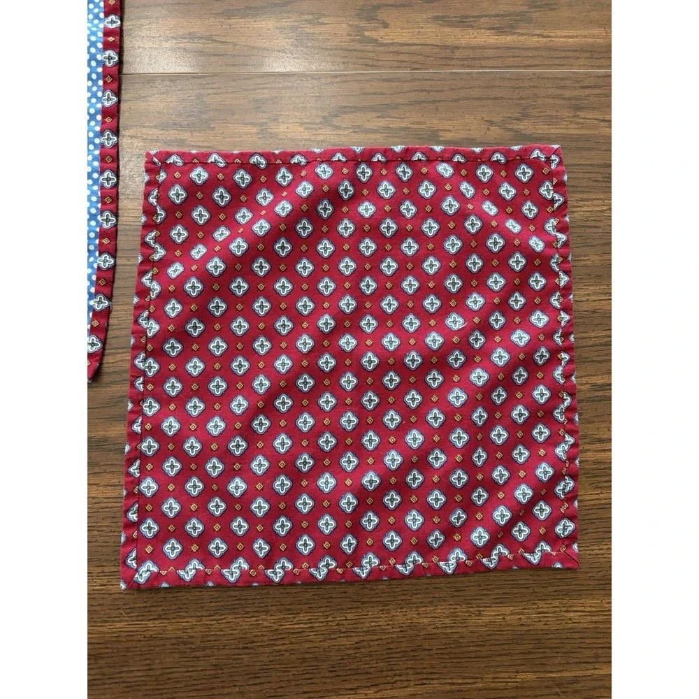 Handmade Reversible Cloth Napkins Set Of 4 Red Medallion Blue Polka Dot Preppy